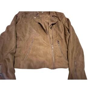 Short Suede Jacket w/ Zipper closure & zipped pockets & short zip on sleeves- 1X